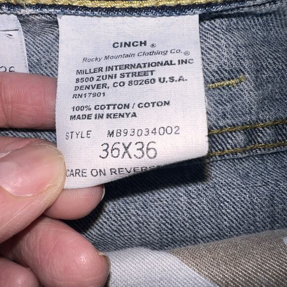 Cinch White Label Jeans Size 36X36 Blue Denim Straight Western Cowboy MB93034002 - Picture 16 of 16